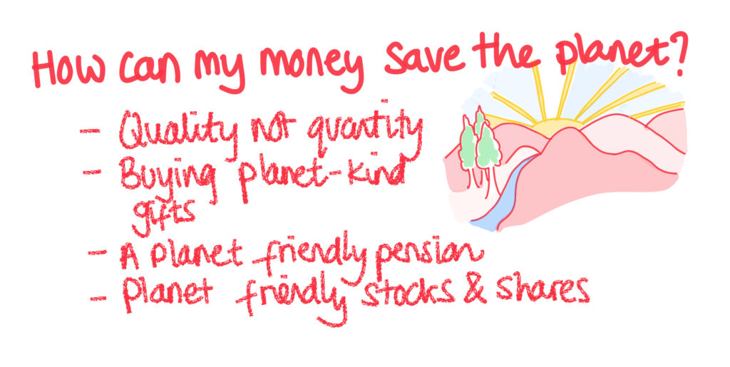 Bullet points of how money can save planet ideas